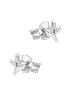 Crystal Leaf Silver Stud Earring STS-6566